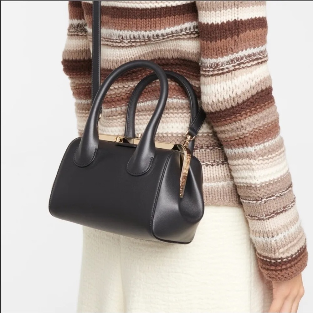 RARE NEW Chloe Small Joyce Leather Designer Black Frame Purse Crossbody Bag - Picture 4 of 7